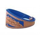  Ace Traditional Leather Hand-crafted Dog Collar: Blue lining 